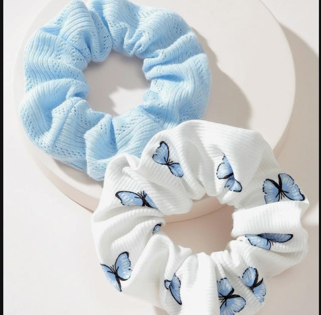Blue Butterfly Scrunchies Set